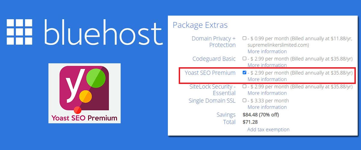 Bluehost Yoast SEO Premium