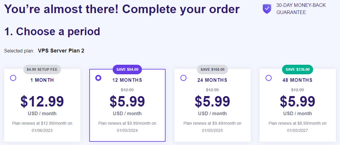 hostinger vps plan pricing
