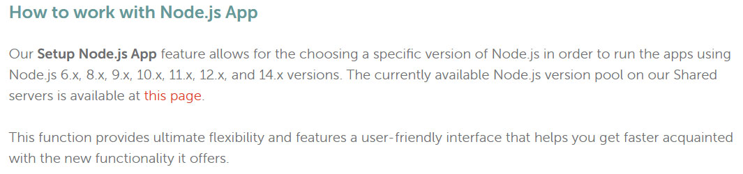 node js support in namecheap hosting