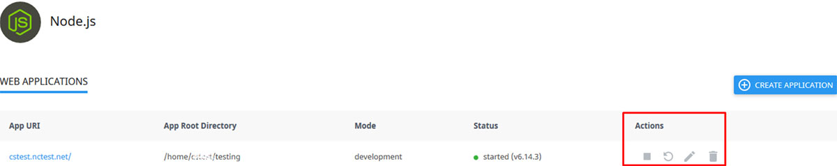 manage nodejs on namecheap via cpanel