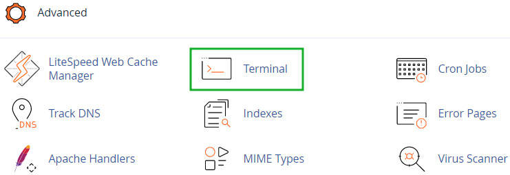 access the terminal via cpanel