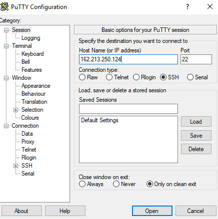 putty configuration