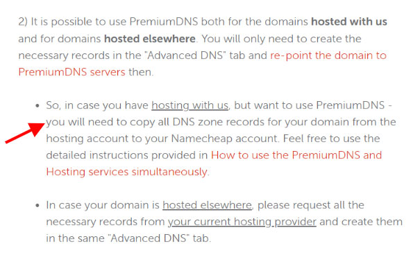 namecheap premium dns import limitation