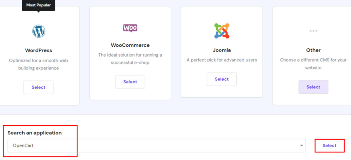 opencart installer in hostinger