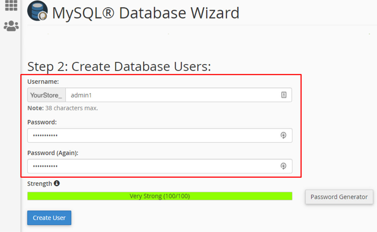 configuring mysql database for opencart