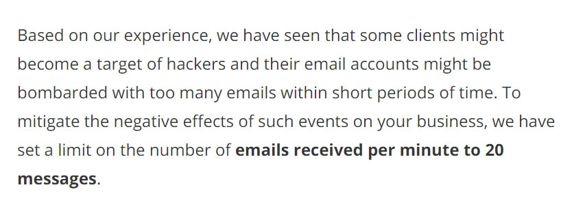 siteground email limit