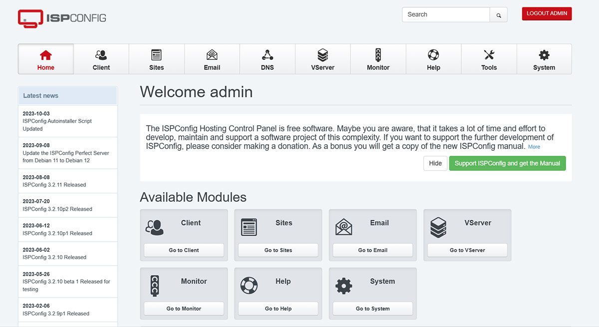 ispconfig multi-server vps control panel