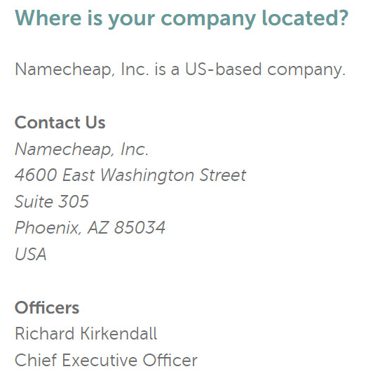namecheap contact details