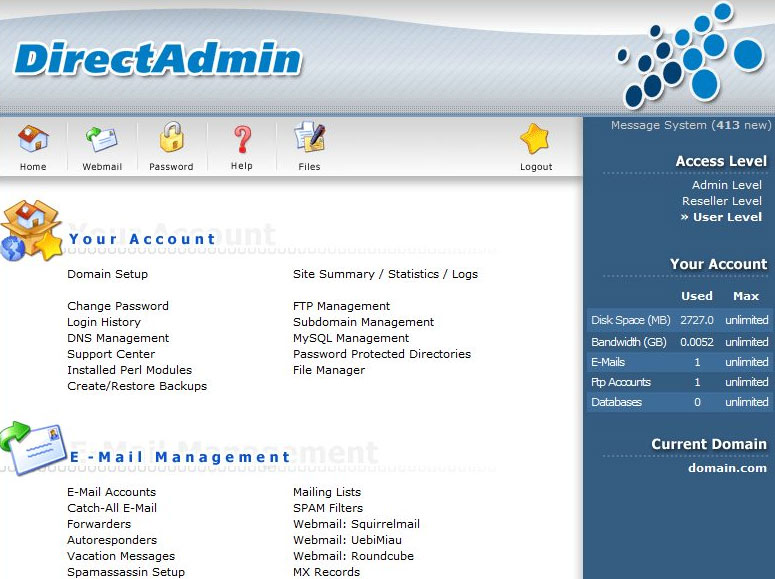 directadmin as cpanel alternative