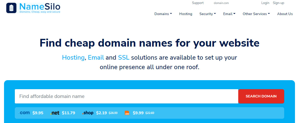 namesilo as bluehost alternative