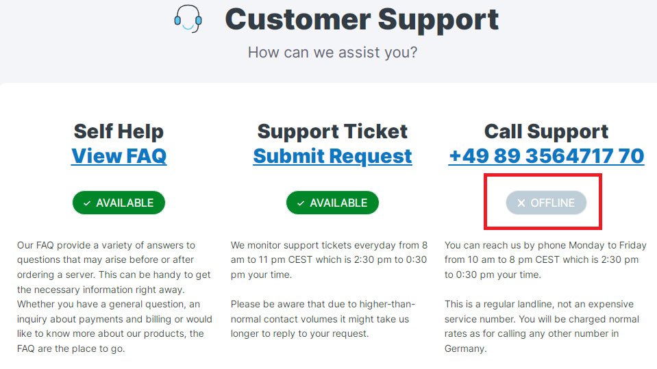 contabo limited customer support