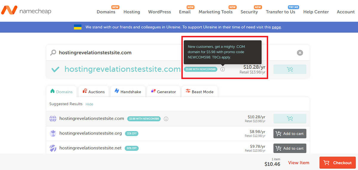 namecheap domain pricing