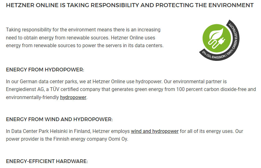 hetzner green energy affordable cloud