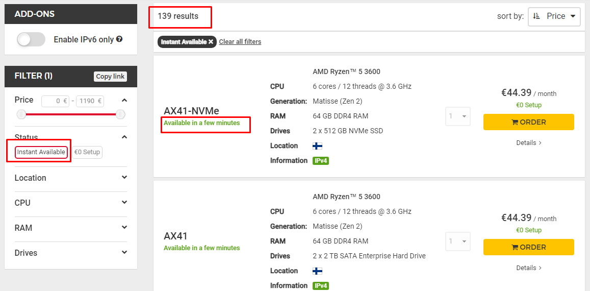 hetzner auctioned server purchasing