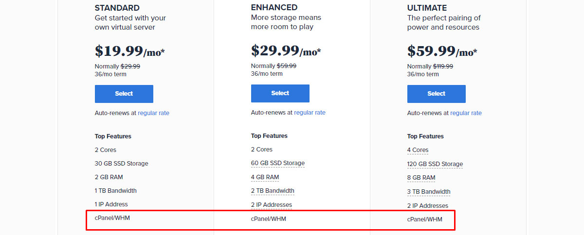 Hébergeur cPanel pas cher Bluehost