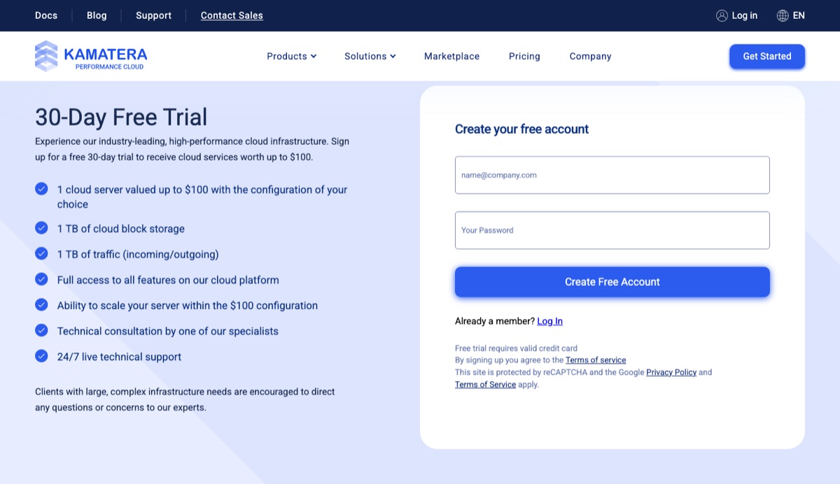 kamatera free trial
