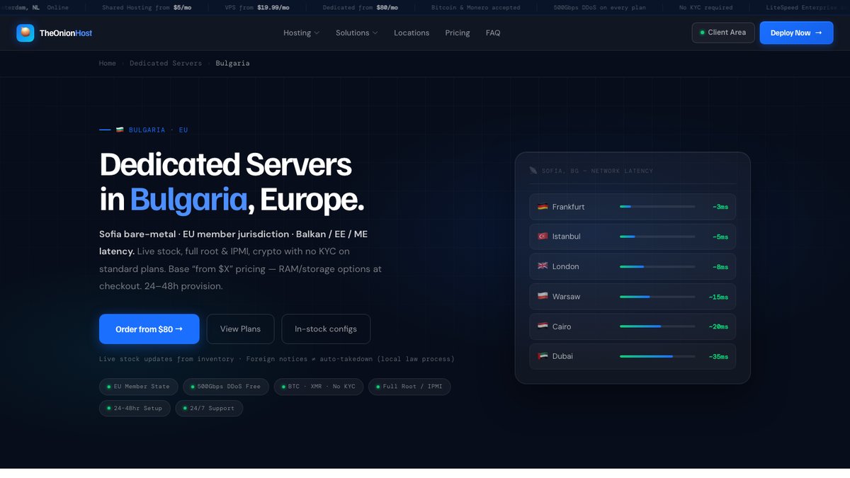 the onion host dedicated servers in bulgaria