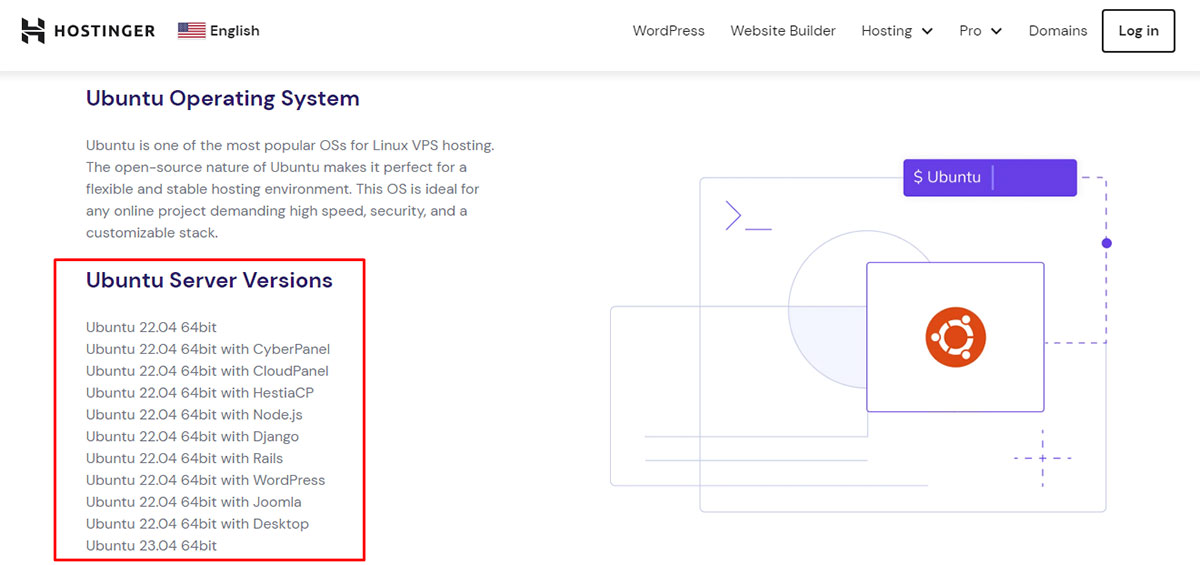 hostinger offerings for ubuntu