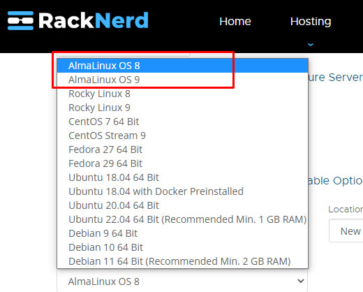 racknerd alma os vps
