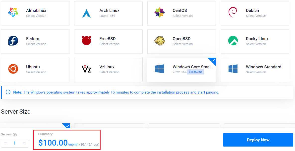 vultr windows vps starting price