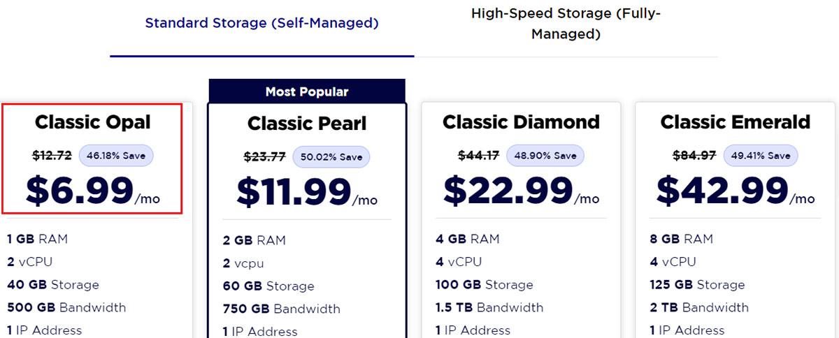 accuwebhosting classic opal price self managed
