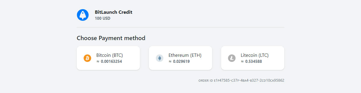 bitlaunch payment methods actually available