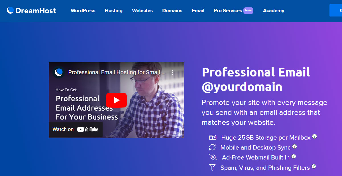 dreamhost email hosting