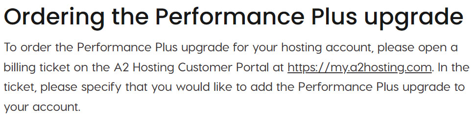 performance plus plan of a2hosting