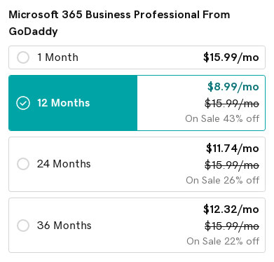 Godaddy Microsoft 365 Business Professional