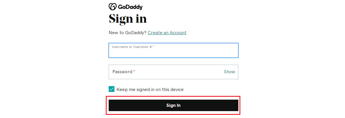 godaddy Sign-in