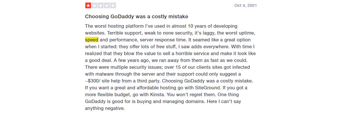 Godaddy TrustPilot Review