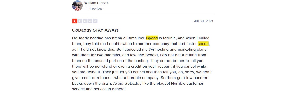 Godaddy TrustPilot Review