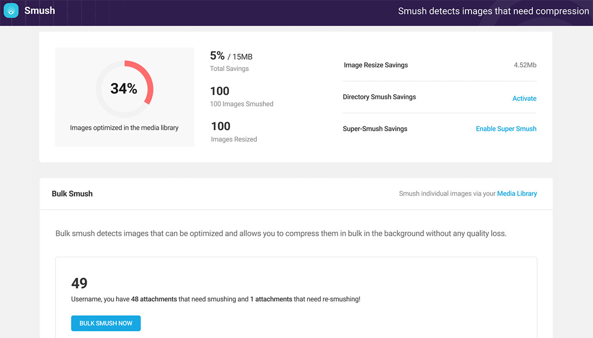 smush wordpress image compression plugin