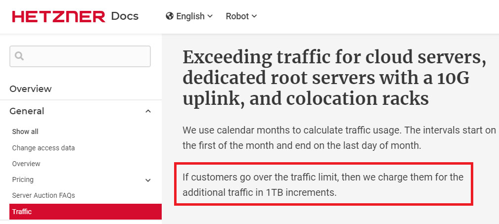 hetzner additional traffic charges