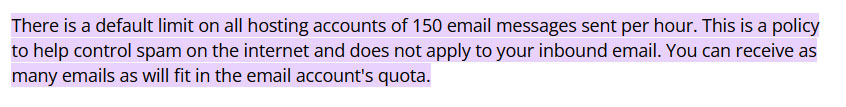 bluehost email sending limit