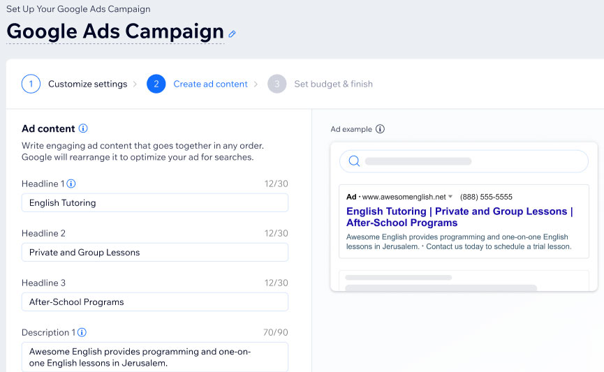 setting up google ads campaign