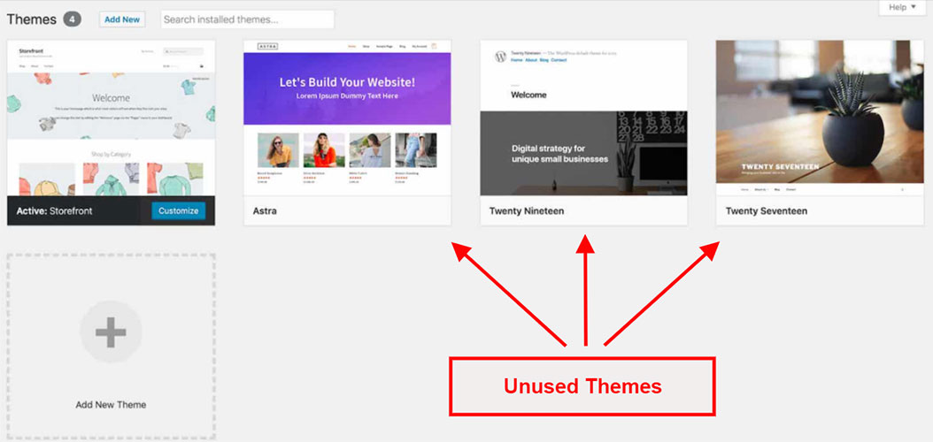 wordpress unused themes