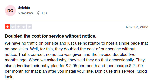 hostgator customer review