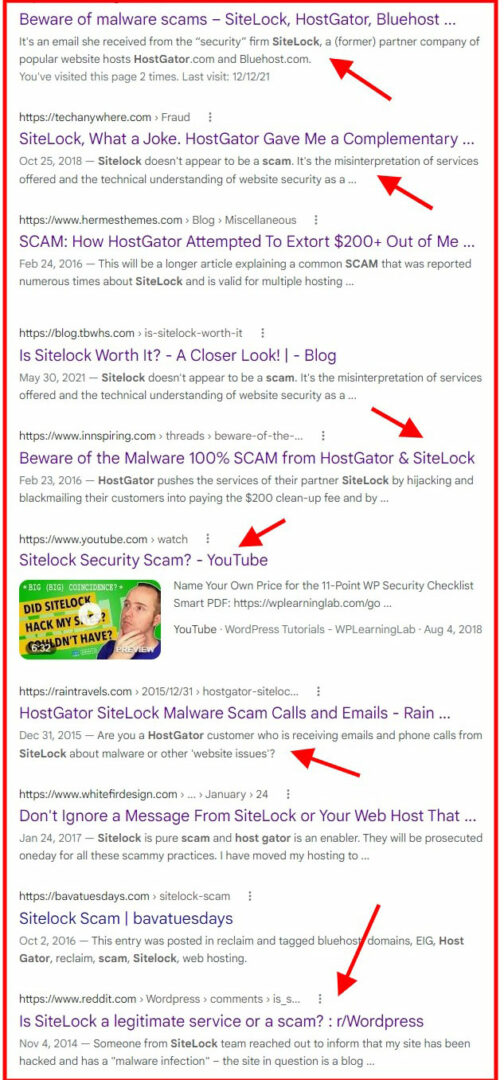 hostgator sitelock malware scam