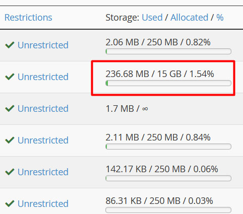 file usage reduction email deletions