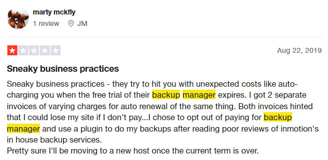 inmotion hosting backup manager review