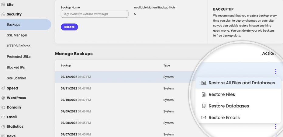 restoring siteground backups