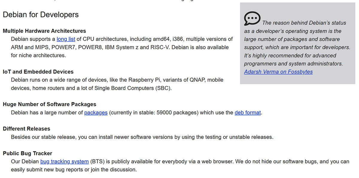debian os for development