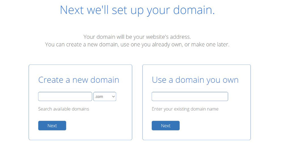 domain setup in bluehost page
