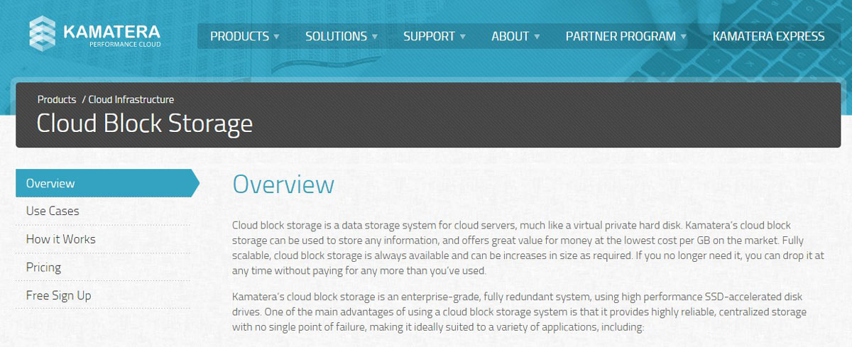 kamatera cloud block storage