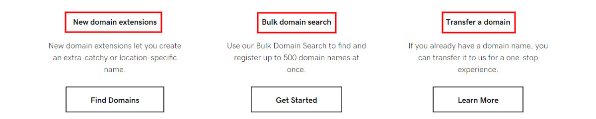GoDaddy offers 3 options while registering a domain name