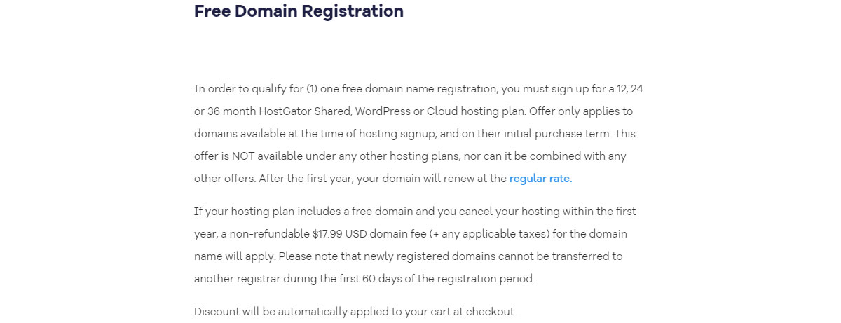 Hostgator free domain registration