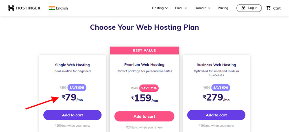 hostinger pricing in local currency