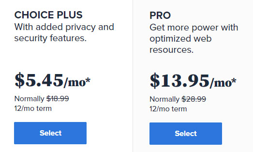 bluehost pro and choice plus price difference