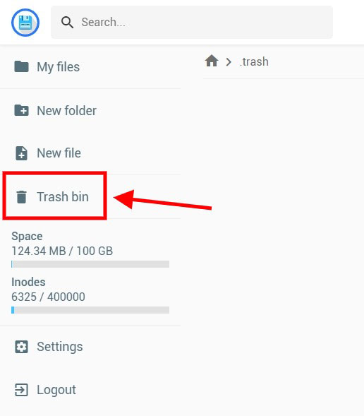 clean trash folder hostinger